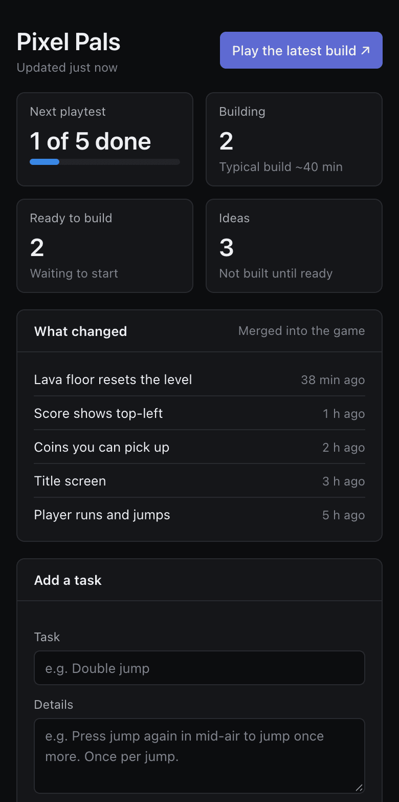 The same board on a phone.